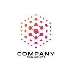 logotype letter S with dot and molecule concept logo template