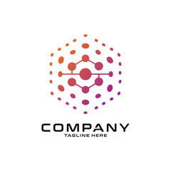 logotype letter S with dot and molecule concept logo template