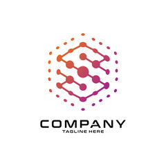 logotype letter S with dot and molecule concept logo template