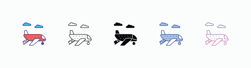 Cargo Plane icons set in different style vector stock illustration