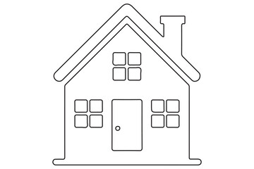 Continuous one line House concept outline isolated on white background illustration
