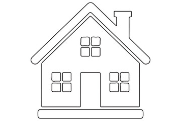 Continuous one line House concept outline isolated on white background illustration
