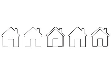 Continuous one line House concept outline isolated on white background illustration
