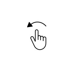 Finger Tap and Counterclockwise Rotate Gesture Icon – Reverse Rotation Touch Symbol Vector