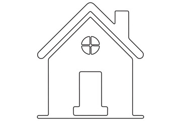 Continuous one line House concept outline isolated on white background illustration
