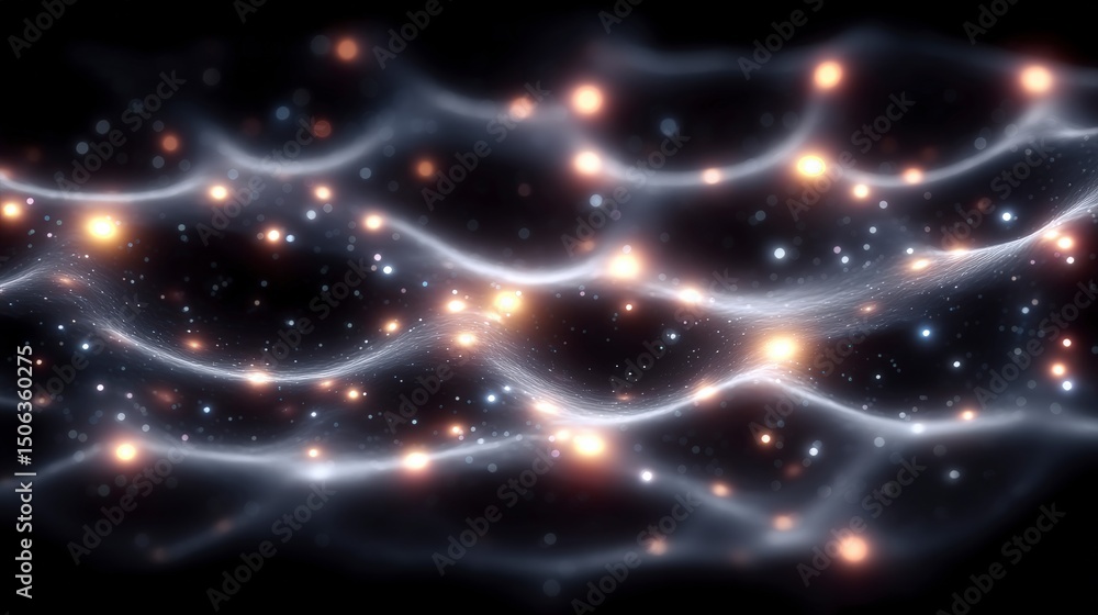 Aufkleber abstract glowing network digital wave tech background ai concept