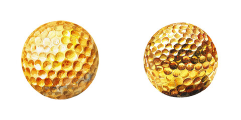 gold golf ball watercolor vector illustration