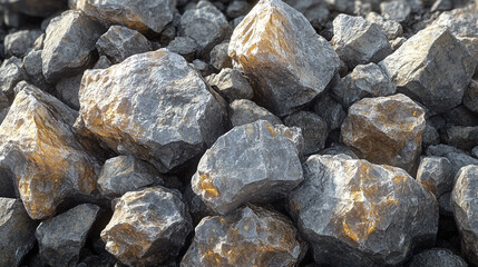 A clustered pile of rocks and gravel with rare minerals rests on a wooden surface&mdash;symbolizing raw earth, geological beauty, natural strength, and the grounding essence of elemental matter.
