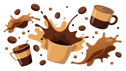 A coffee splash is a dynamic, playful burst of liquid, often seen when coffee is poured or stirred