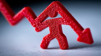 Red Arrow Pushing Falling Figure  Business Decline  Crisis Concept