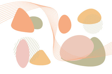 minimal pastel  shape abstract background with line decoration on white , vector illustion
