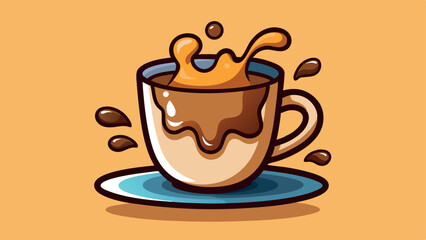 cup of coffee with chocolate splash flying vector shape