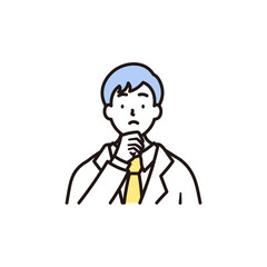 考えている男子高校生のシンプルな上半身のイラスト素材