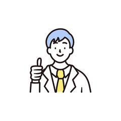 笑顔でグッドポーズをする男子高校生の上半身のシンプルなイラスト素材