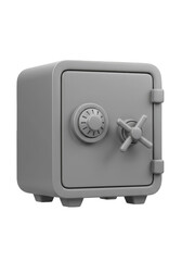 3D Rendering Gray Metallic Safe Vault for Protection Transparent