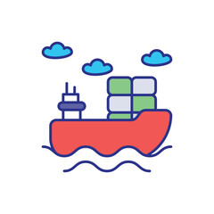 Cargo Ship Icon vector stock illustration