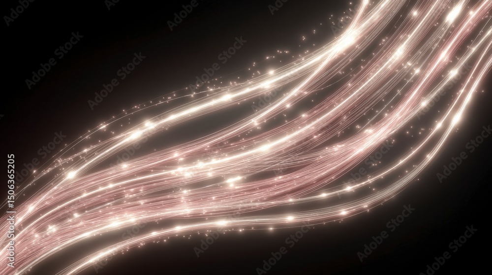 Poster elegant glowing lines abstract background light trails sparkle shiny waves energy d
