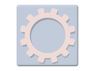 Stylish color 3d gear settings  icon. Cogwheel symbol. Pink and gray.（おしゃれな配色の立体的な歯車の設定アイコン）