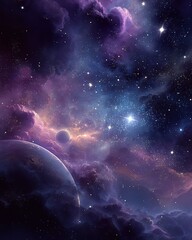 Fototapeta premium Cosmic Nebula with Planets, and Starscape.