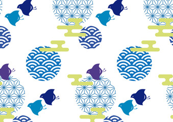 千鳥のクール可愛い夏の和柄壁紙2