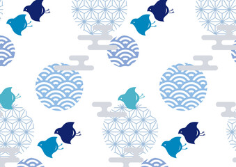 千鳥のクール可愛い夏の和柄壁紙1