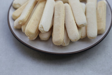 Sponge finger cookies, Italian savoiardi biscuit snack
