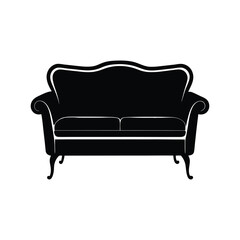modern velvet 2 seater sofa black vector icons