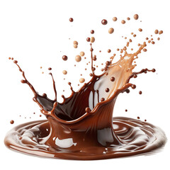 Abstract dark chocolate and milk liquid food splash on white isolated