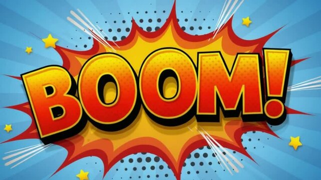 3D Comic Text &lsquo;BOOM!&rsquo; in Fun Cartoon Style