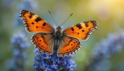 Fototapeta premium butterfly on flower with blurred nature background