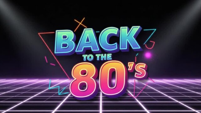 80s Retro Typography &lsquo;BACK TO THE 80s&rsquo; Neon Text