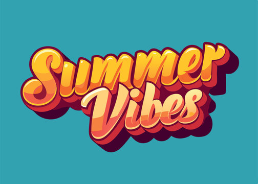 summer vibes 3d typography gradient text effect 
