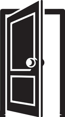 Door icons set. Open, close and ajar door