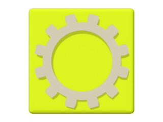 Stylish color 3d gear settings  icon. Cogwheel symbol. yellow and gray.（おしゃれな配色の立体的な歯車の設定アイコン）
