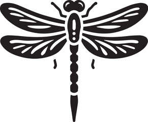 Fototapeta premium Dragonfly silhouette. Black vector illustration on white.