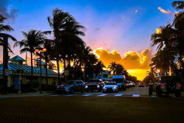 Naklejka premium Sunsetting over the streets, with insane color