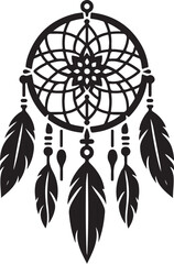 Dreamcatcher black and white illustration