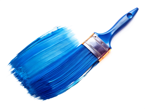 Blue stroke of paint brush isolated on white background