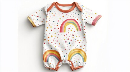 Baby jumpsuit with rainbow and confetti print