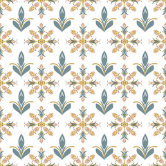 Abstract traditional seamless pattern with flowers