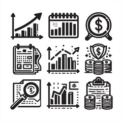 Sales & Marketing Growth Icons Set: Strategy, Profit, SEO, Vision & More