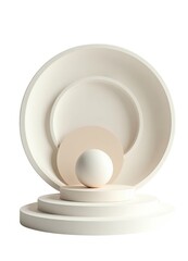 Abstract minimalist white and beige product display