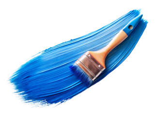 Blue stroke of paint brush isolated on white background