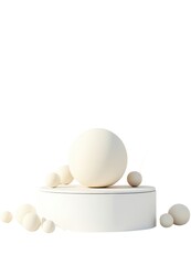Minimalist white sphere and cylinder product display