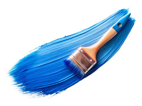 Blue stroke of paint brush isolated on white background