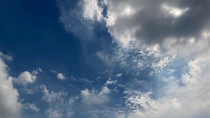 Serene blue sky reveals textured clouds, creating a dynamic cloudscape during the daytime