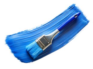 Blue stroke of paint brush isolated on white background