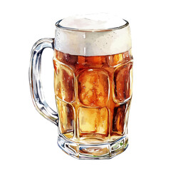 Beer Mug, watercolor drawing vector, high quality, isolated on a white background.