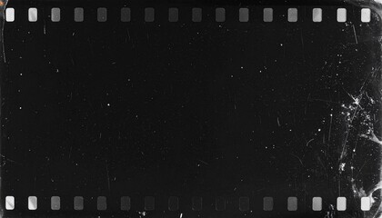 Obraz premium フィルム 黒 レトロ 映画 写真 アナログ 古い ヴィンテージ 傷 埃 ノスタルジー フレーム 枠 背景 素材 テクスチャ グランジ 粒状 モノクロ 映像