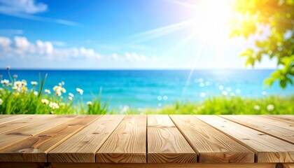 【風景素材】海が見えるテーブルのイラスト